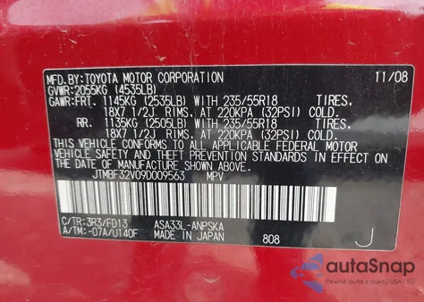 2009 Toyota Rav4 Sport from USA, damaged, VIN JTMBF32V09D009563